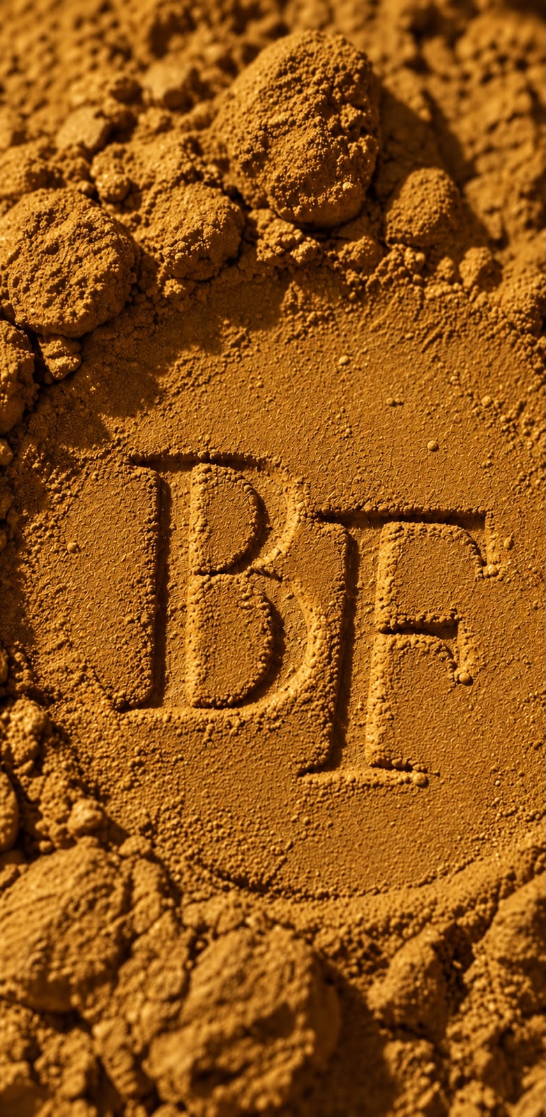 Letras B y F trazadas sobre arena dorada: Beauty Files